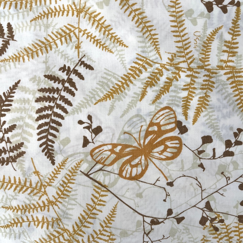 70s Vintage Vera Full Size Flat Sheet Burlington Percale Butterflies Ferns As Is
